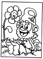 A coloring page of gnomes